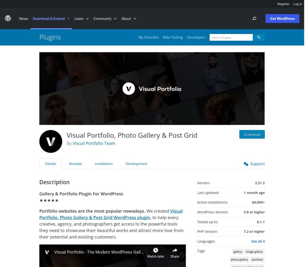 WordPress Visual Portfolio, Photo Gallery & Post Grid
