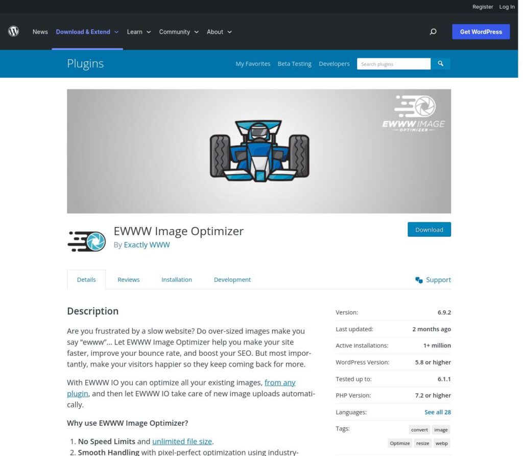 WordPress Plugin EWWW Image Optimizer