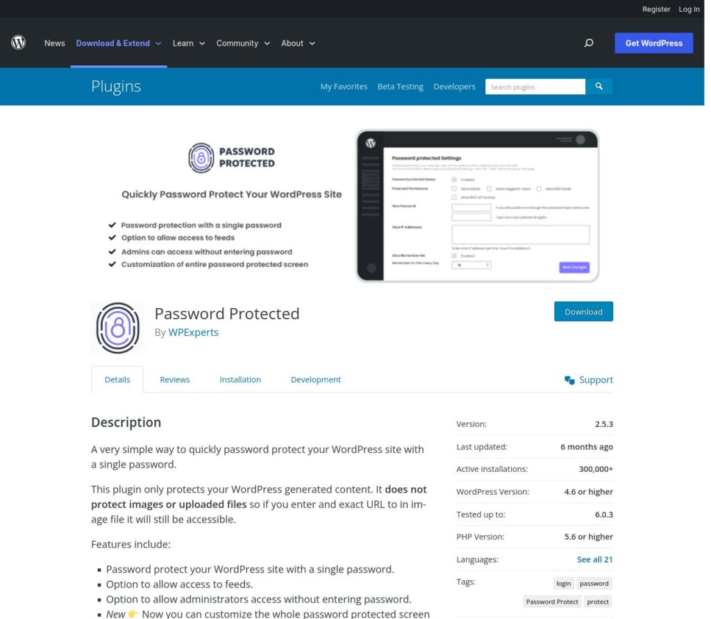 Password Protected WordPress